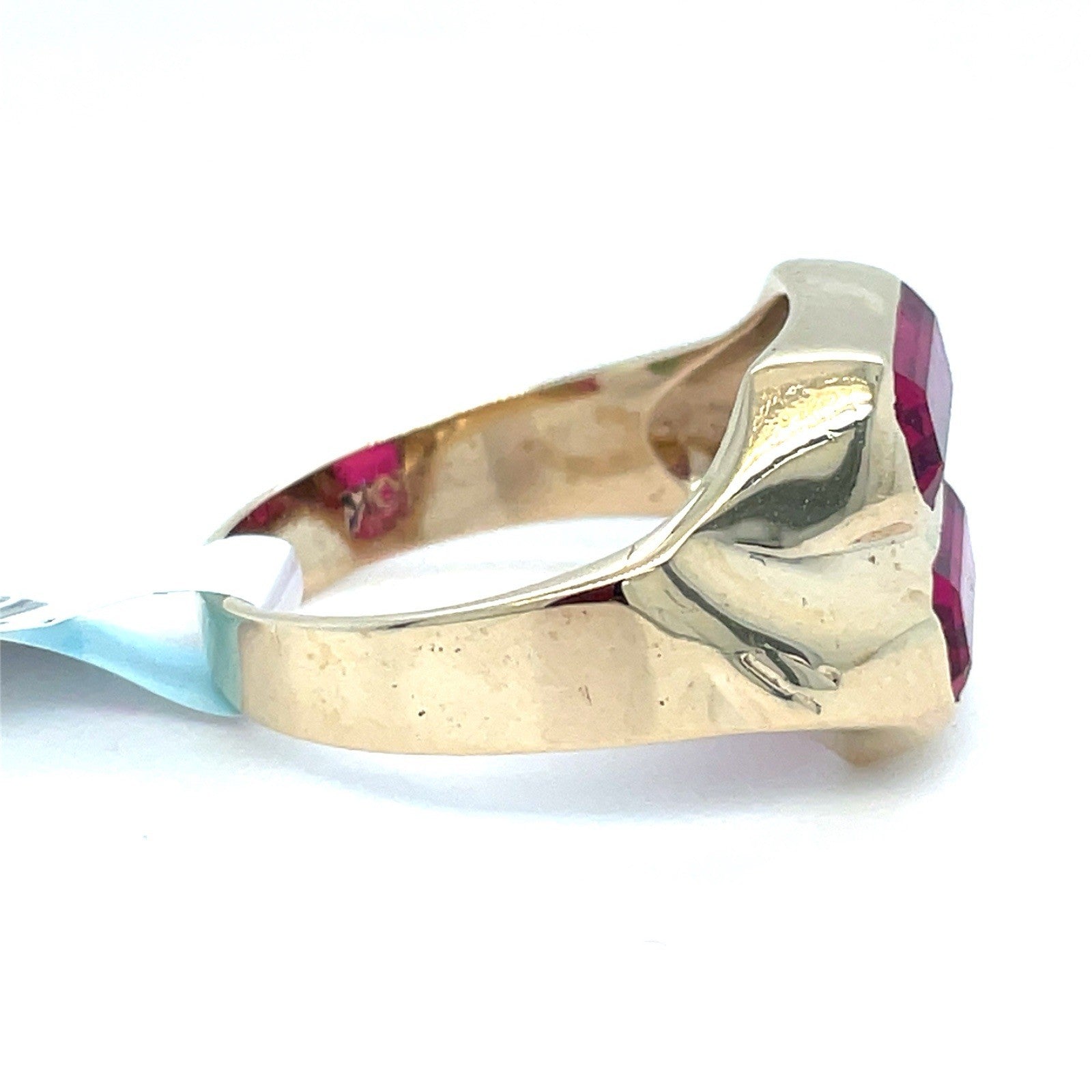 10k Yellow Gold Men’s Red Synthetic Stone Ring 6.00g Size 101