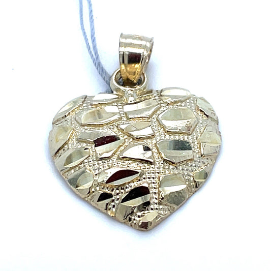 10k Yellow Gold Womens Nugget Heart Pendant 2.80g0