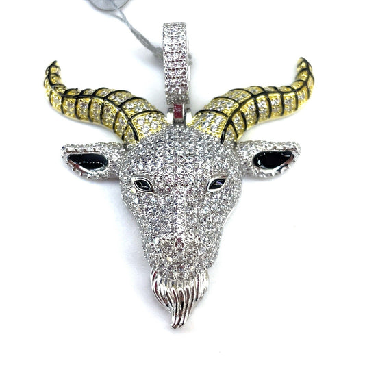 925 Sterling Silver CZ Goat Pendant 13.50g 0