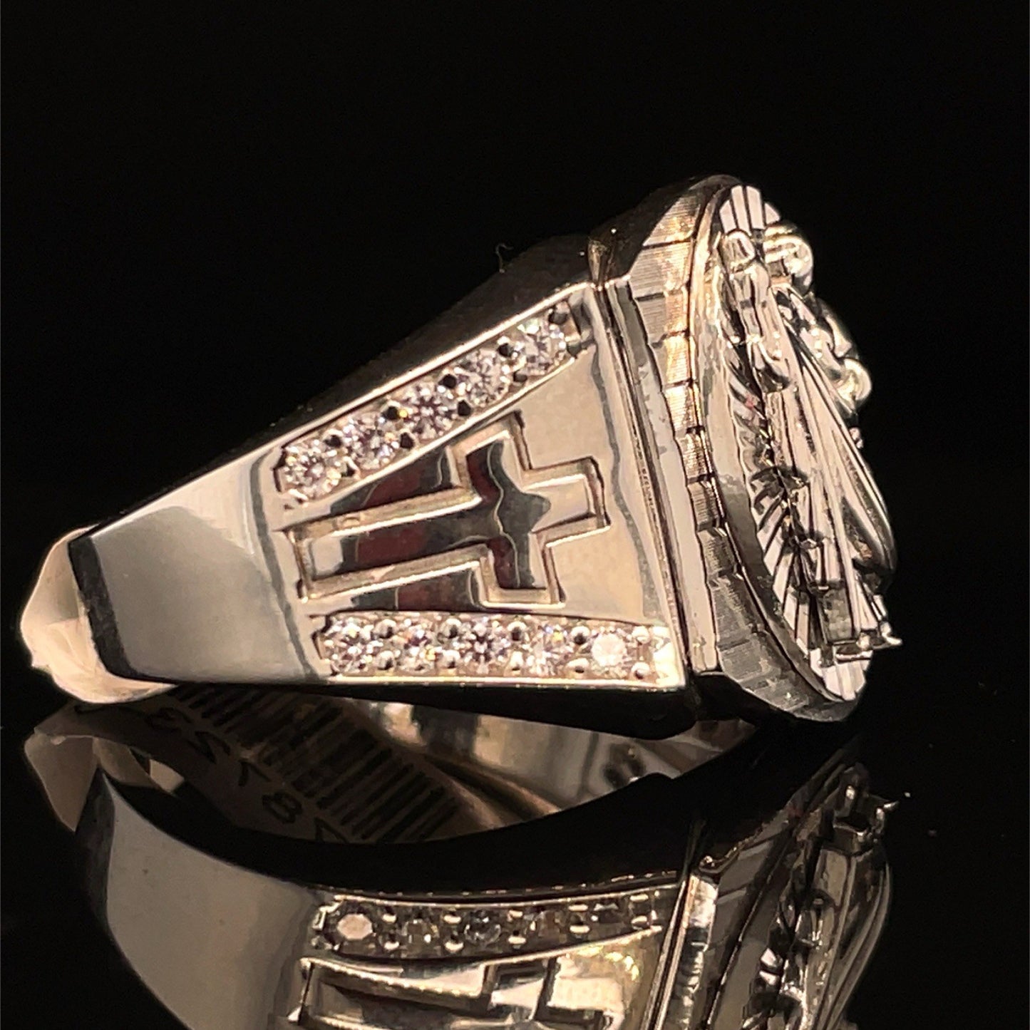 925 Sterling Silver Men’s CZ San Judas Ring 7.40g Size 92