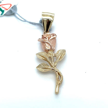 14k Two Tone Womens Rose Pendant 2.50g2