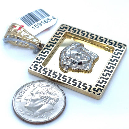 10k Two Tone Square Versace Edge Design Pendant 7.73g1