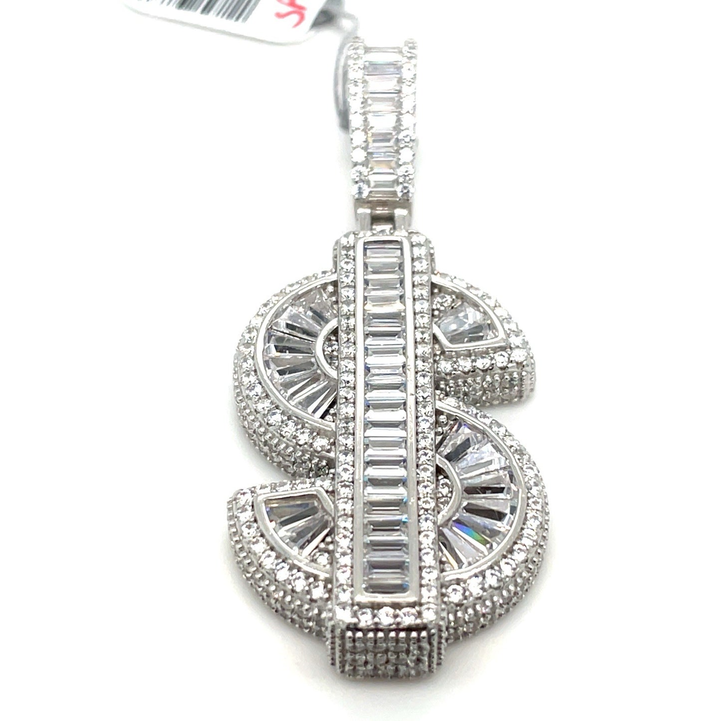 925 Sterling Silver CZ Dollar Sign Pendant 14.40g1