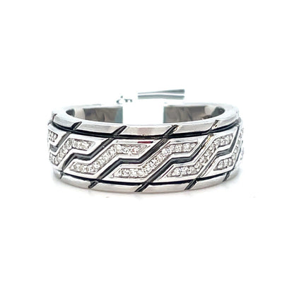 925 Sterling Silver Men’s Black Enamel Diamond Ring 7.70g .2CTW Size 100