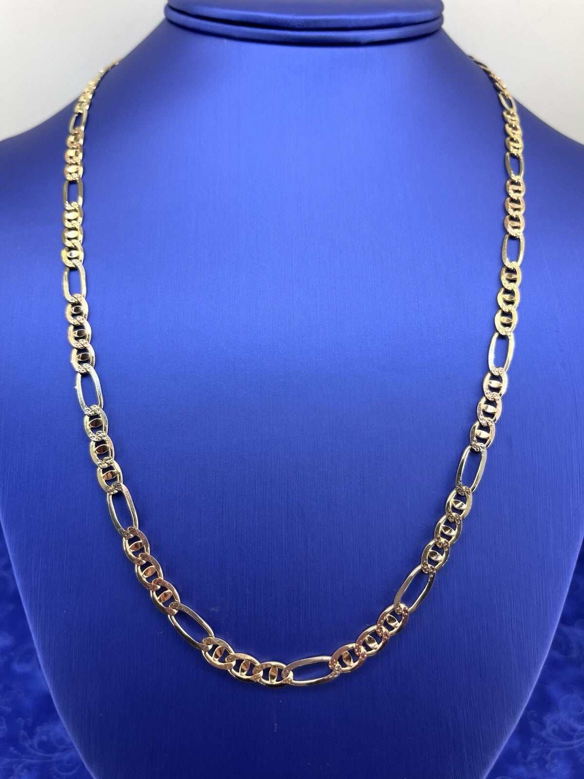 5.2 mm 14k tricolor solid gold Figaro mariner necklace chain 19.6 g Brand NEW0