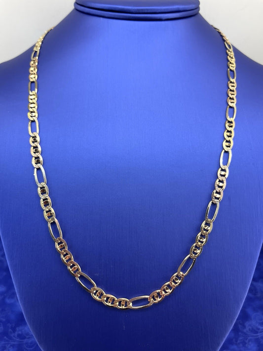 5.2 mm 14k tricolor solid gold Figaro mariner necklace chain 19.6 g Brand NEW0