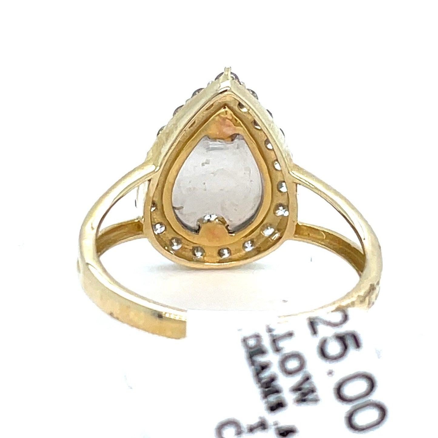 10k Tri Color Gold Pear Diamond Virgin Mary Ring 2.36g .5CTW Size 72