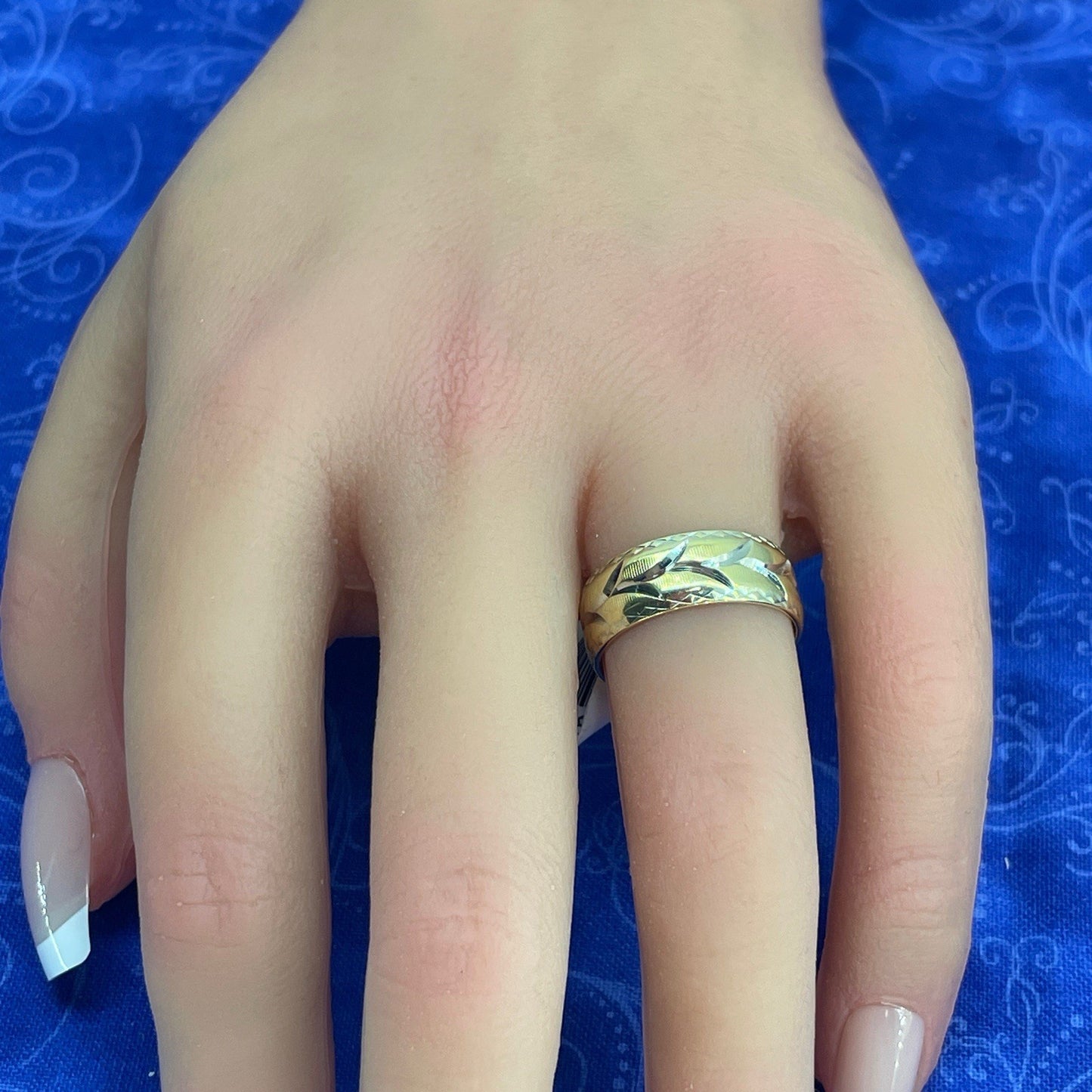 14k Two Tone Gold Wide Band Ring 4.50g Size 73