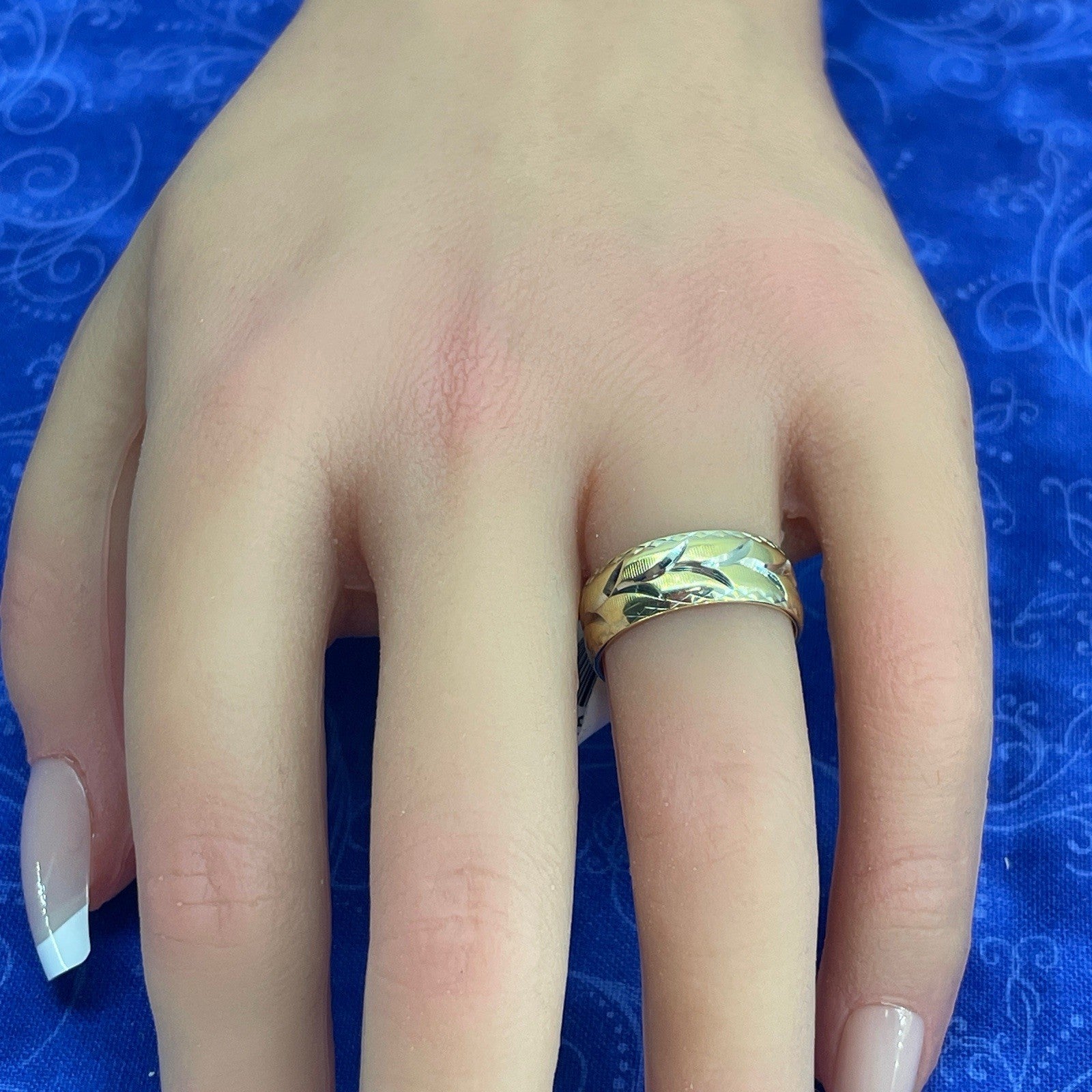 14k Two Tone Gold Wide Band Ring 4.50g Size 73