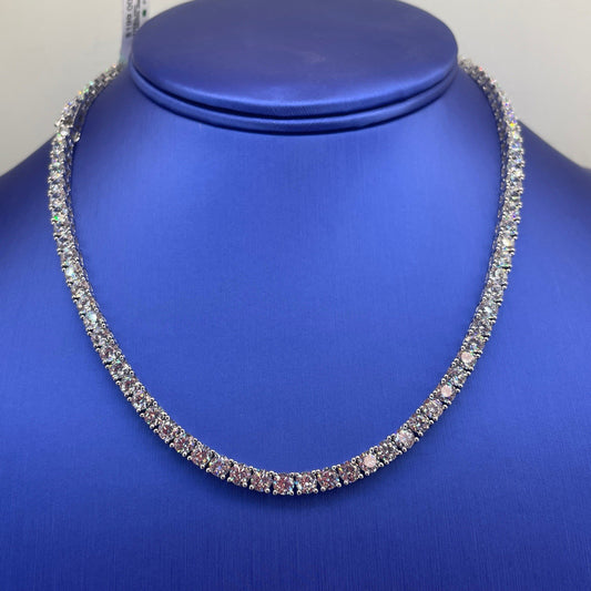 925 Sterling Silver 16” CZ Tennis Necklace 32.30g 4mm0