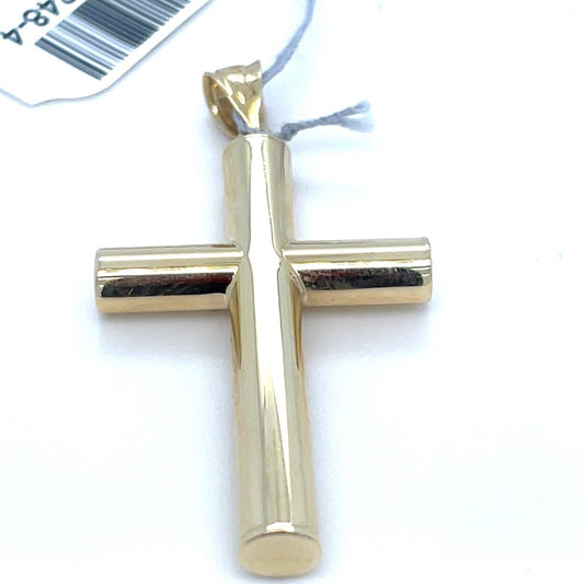 14kt Yellow Gold Hollow Polished Round Cross Pendant 2.4g0