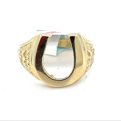 14k Yellow Gold Polished Horse Shoe Ring 4.20g Size 80