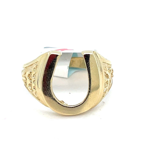14k Yellow Gold Polished Horse Shoe Ring 4.20g Size 80