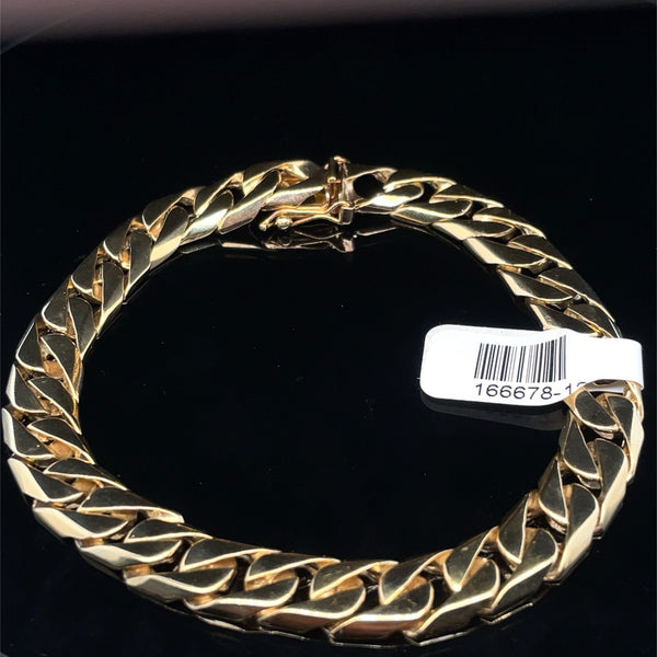 14k Yellow Gold Men’s 8.5” Solid Flat Miami Cuban Bracelet 34.70g 9.4mm0