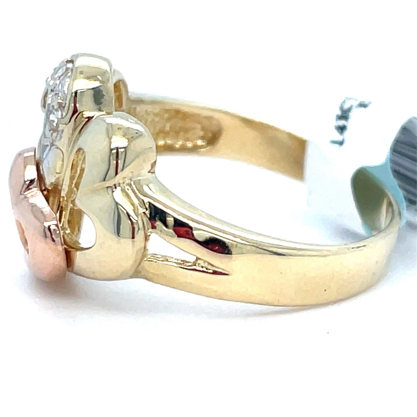 14k Tri Color Gold Women’s 3 Hearts Ring 3.60g Size 72