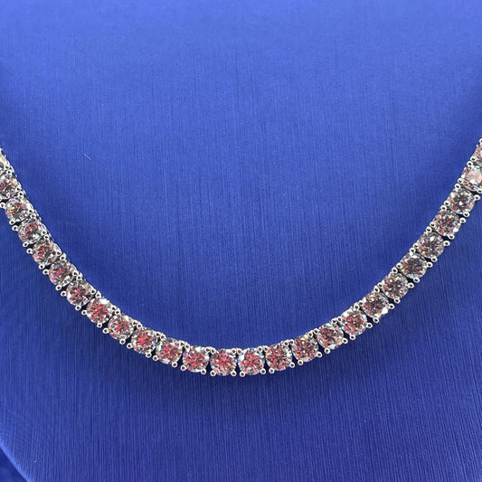 925 Sterling Silver CZ 24” Tennis Necklace 48.40g 4mm0
