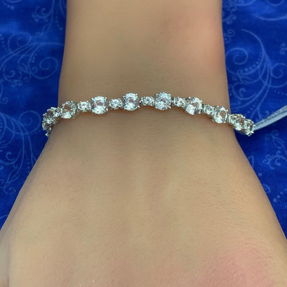 925 Sterling Silver Women’s CZ 7.5” Bracelet 9.60g 3