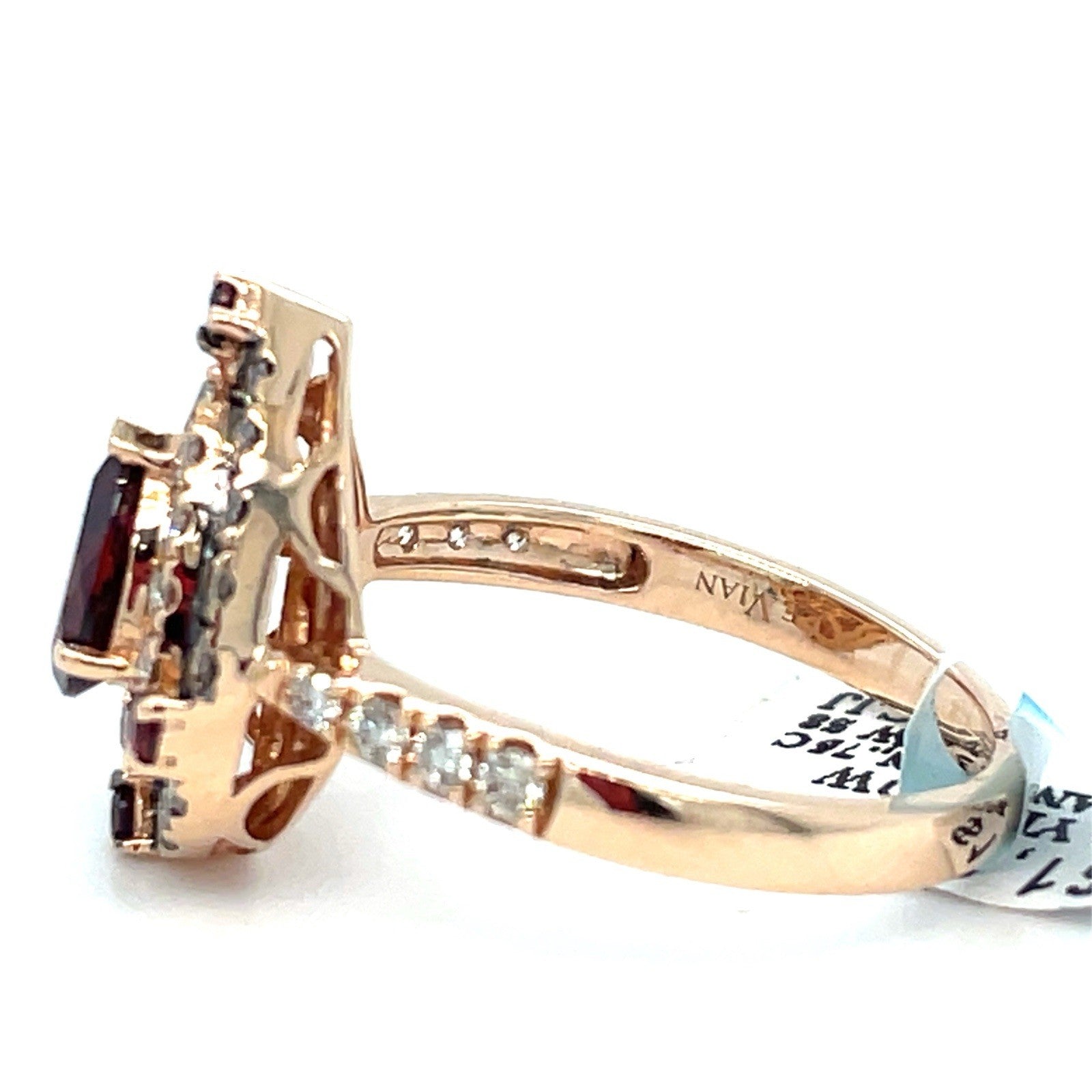 14K Yellow Gold Women’s Levian Garnet Diamond Ring 4.10g .75CTW Size 82