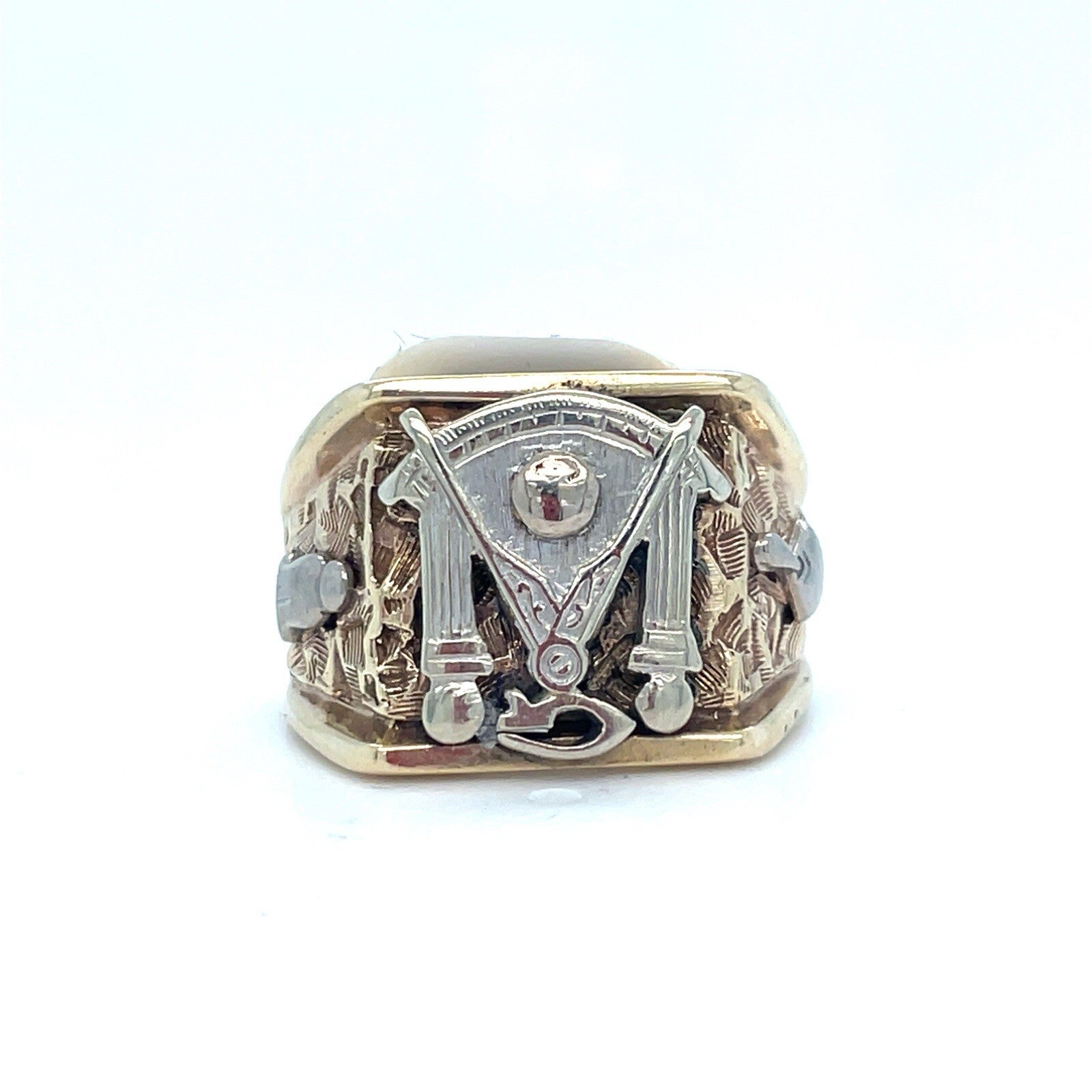 10KT Yellow Gold Free Mason Ring 10.50g Size 7-1/2  12160