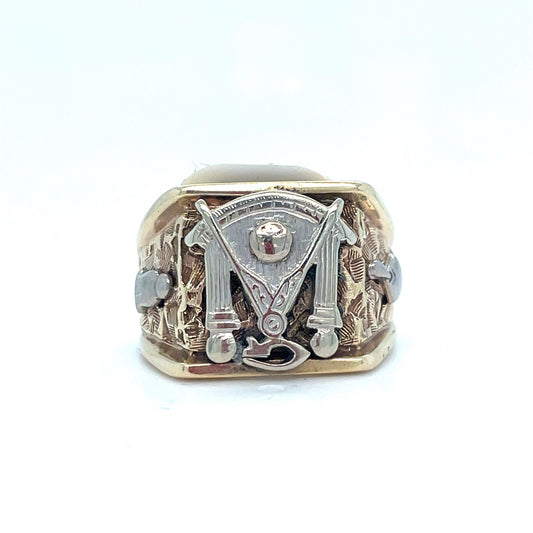 10KT Yellow Gold Free Mason Ring 10.50g Size 7-1/2  12160