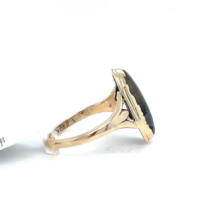 10k Yellow Gold Women’s Oval Moss Agate Ring 2.30g Size 61