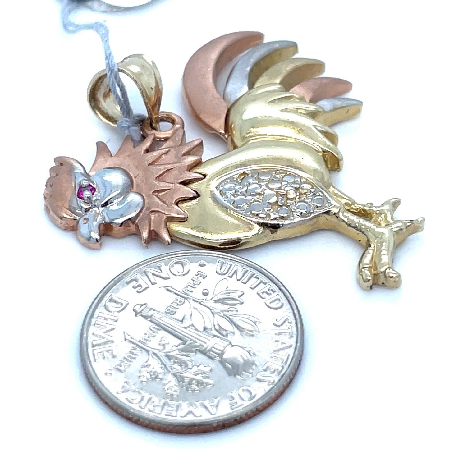 14kt Tri Color Rooster Pendant 5.20g1