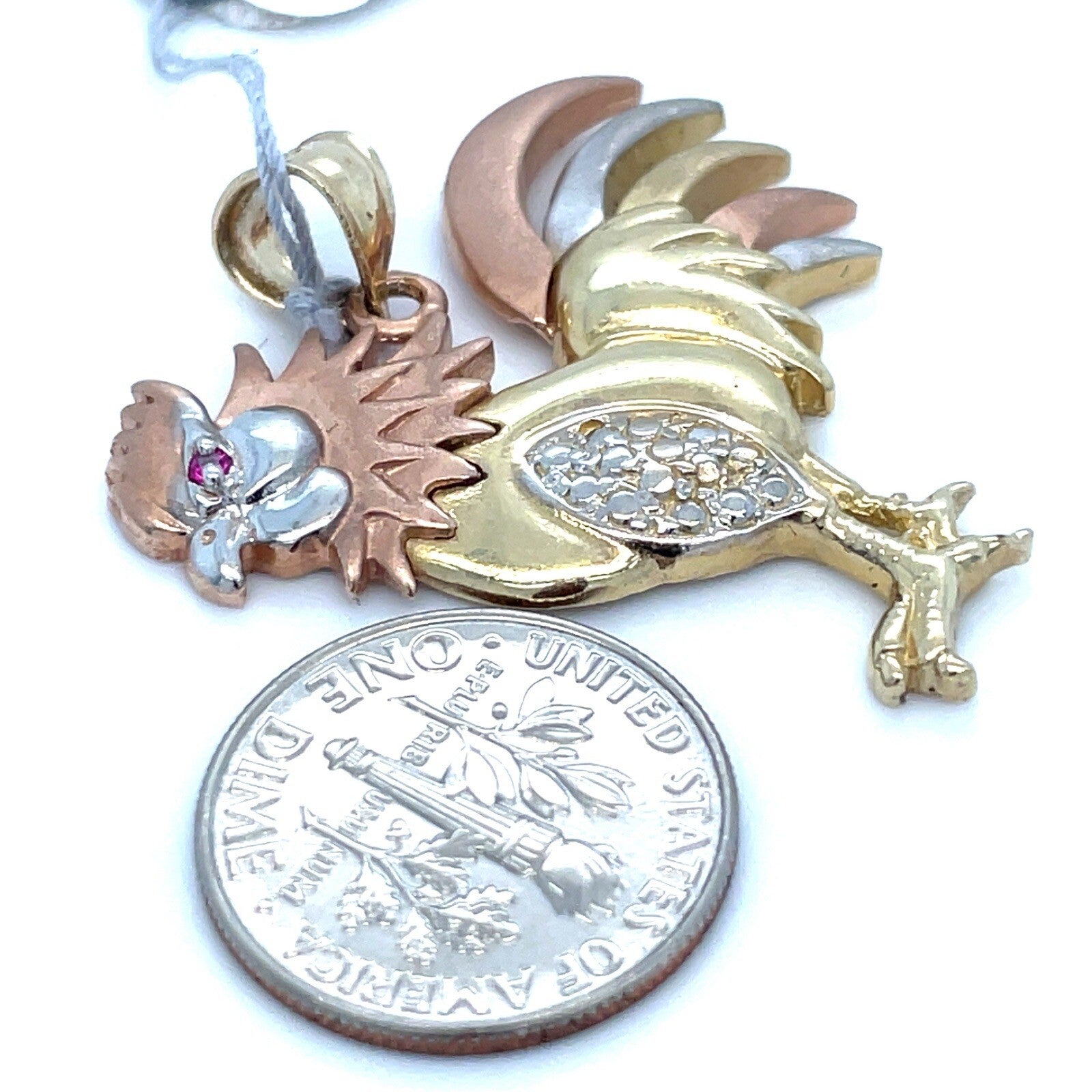 14kt Tri Color Rooster Pendant 5.20g1