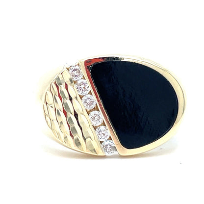 14k Yellow Gold Men’s Onyx Diamond Ring 8.75g .2CTW Size 100