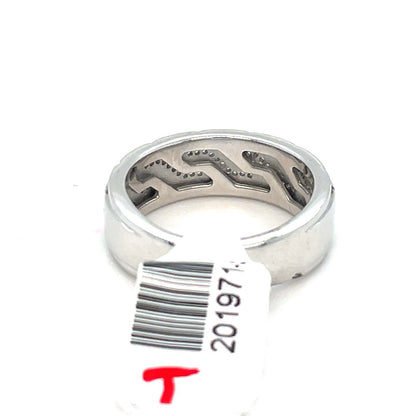 925 Sterling Silver Men’s Black Enamel Diamond Ring 7.70g .2CTW Size 102