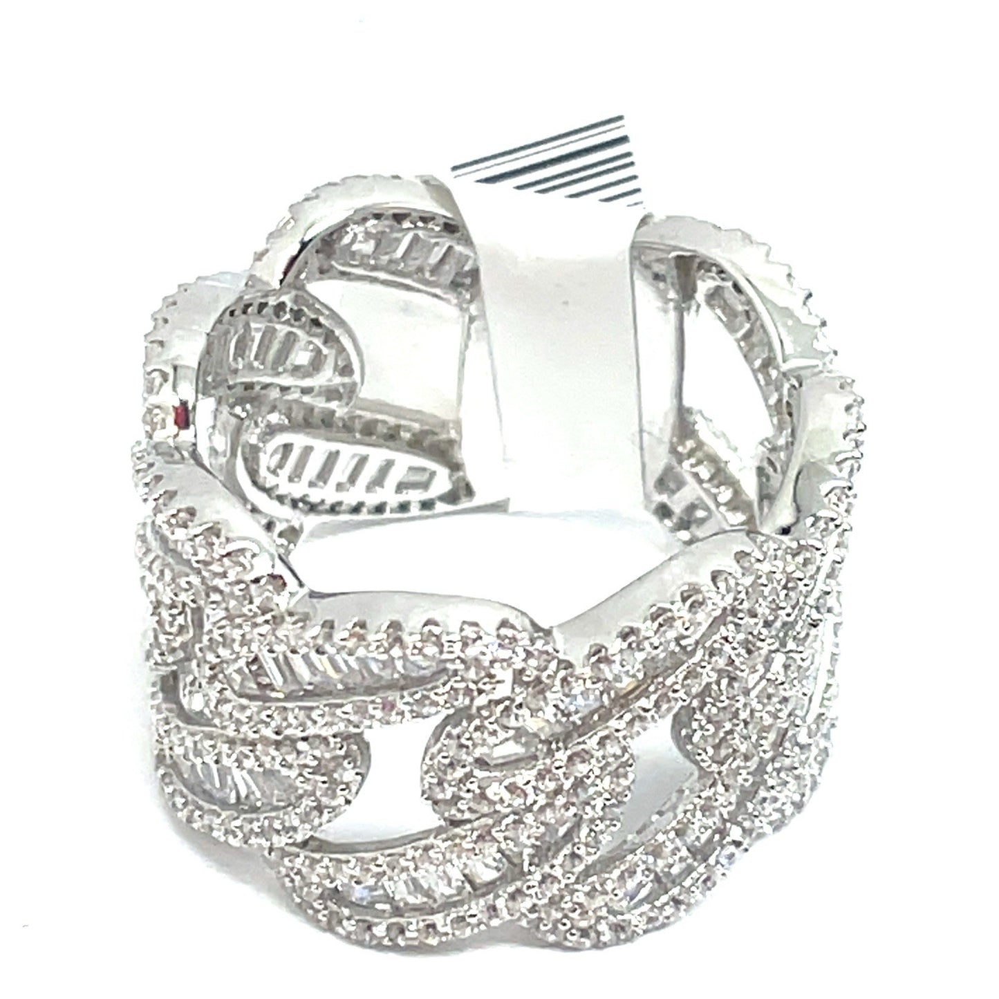 925 Sterling Silver CZ Men’s Cuban Style Ring 8.80g Size 9 2