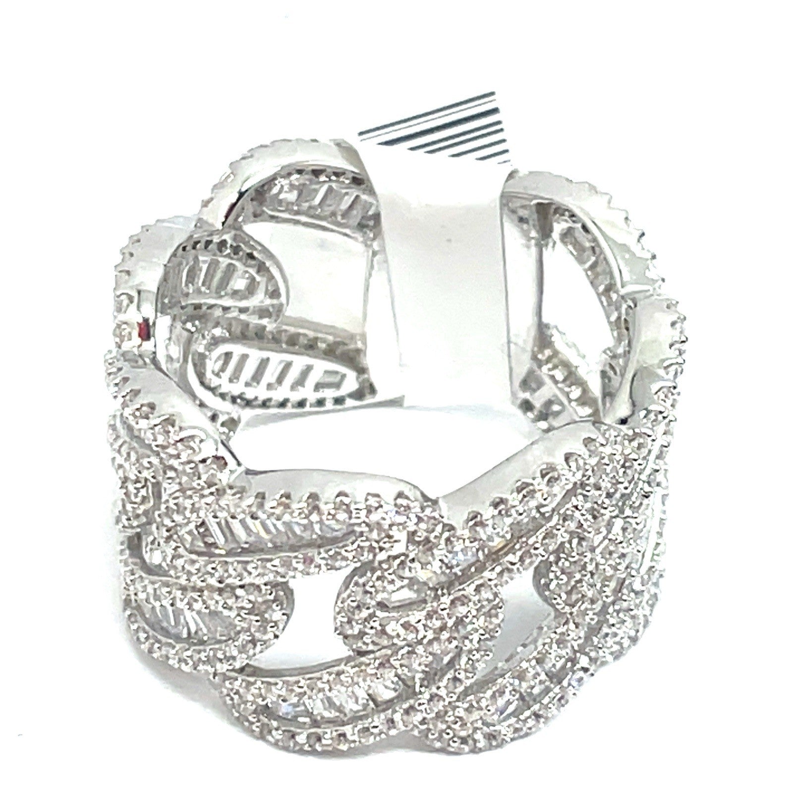 925 Sterling Silver CZ Men’s Cuban Style Ring 8.80g Size 9 2