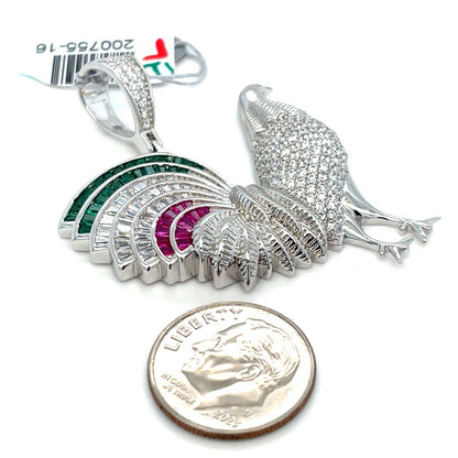 925 Sterling Silver CZ Rooster Pendant 10.25g2