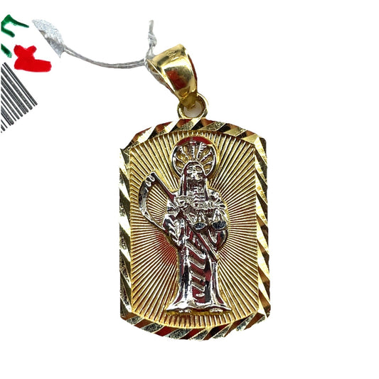 14k Two Tone Gold Santa Muerte Pendant 4.36g0