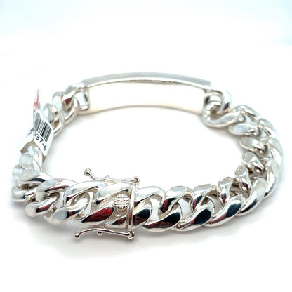 925 Sterling Silver 8.5” Men’s Polished ID Cuban Style Bracelet 54.70g 12.13 5.82