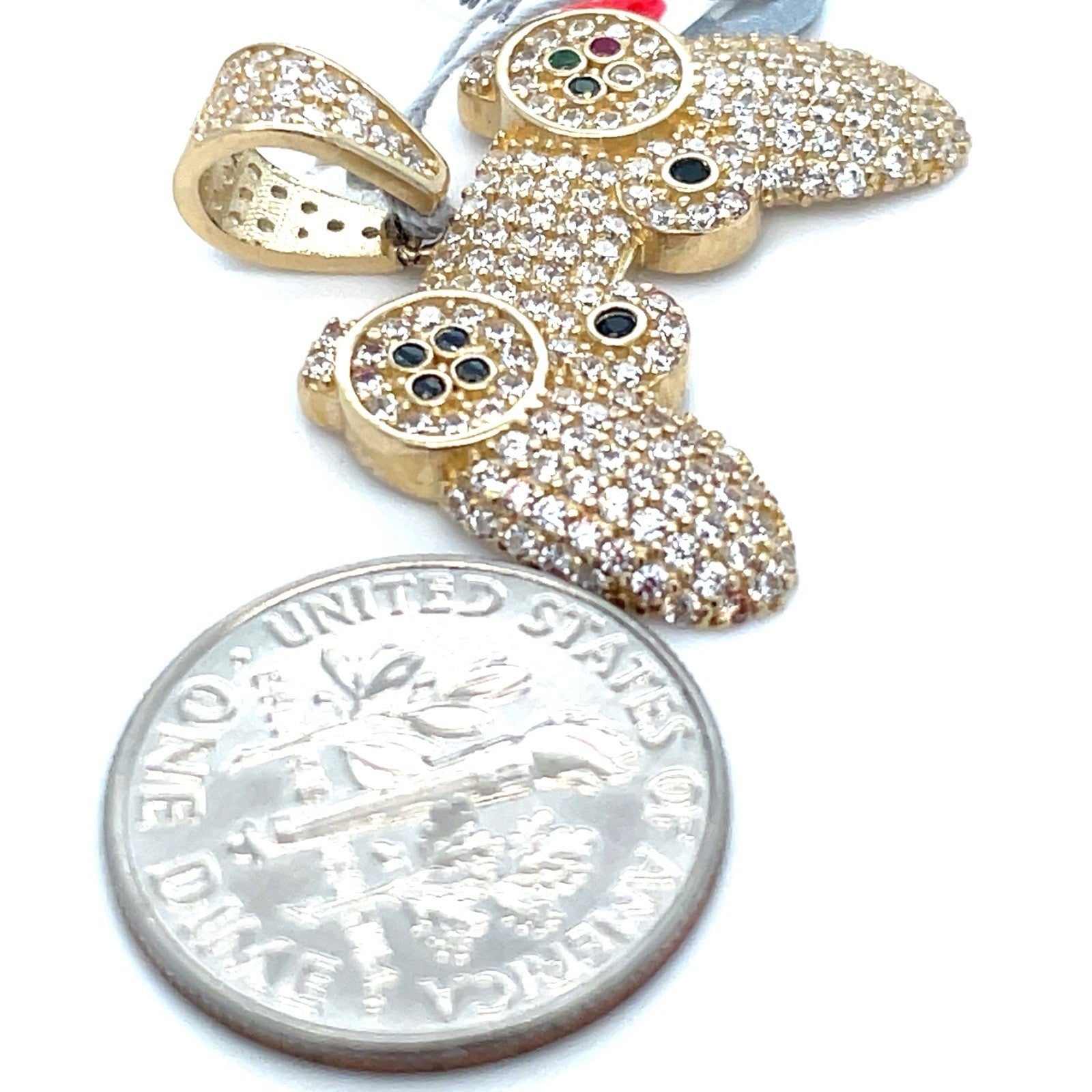 14k Yellow Gold CZ PS4 Controller Pendant 3.50g2