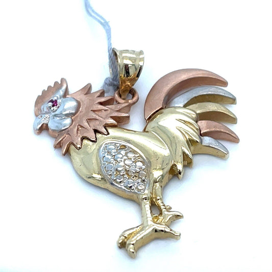 14kt Tri Color Rooster Pendant 5.20g0