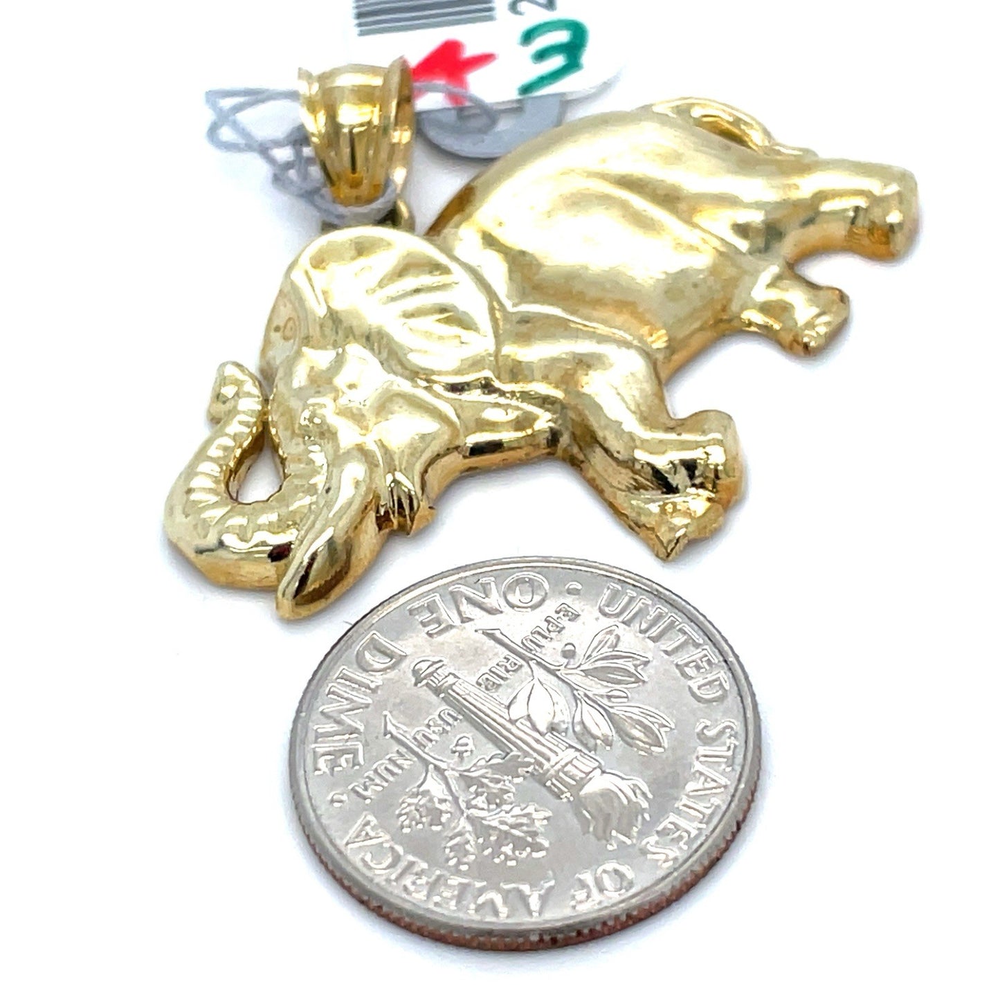 10k Yellow Gold Elephant Pendant 3.55g 2