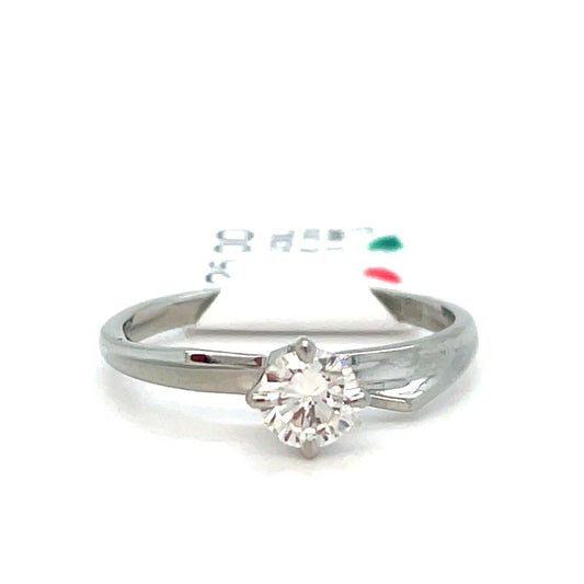 18k White Gold Women’s Solitaire Diamond Ring 1.90g CTW .33 Size 50