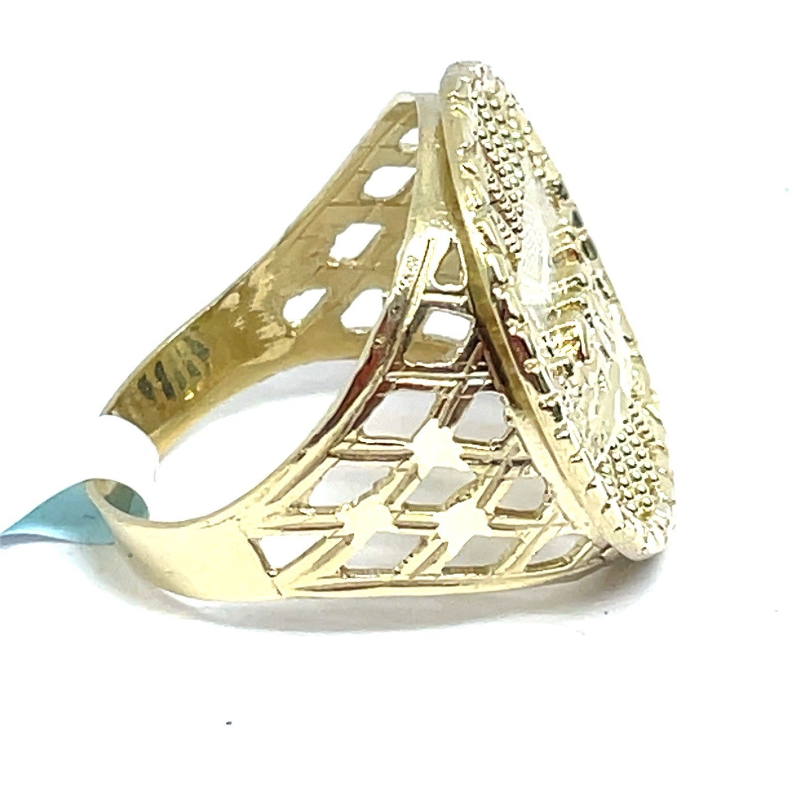 10k Yellow Gold Round Last Supper Ring 6.90g Size 11.51