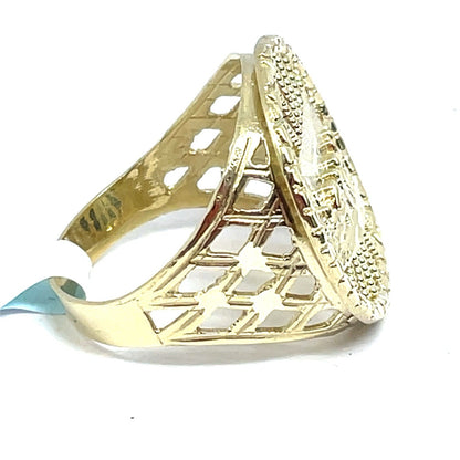 10k Yellow Gold Round Last Supper Ring 6.90g Size 11.51