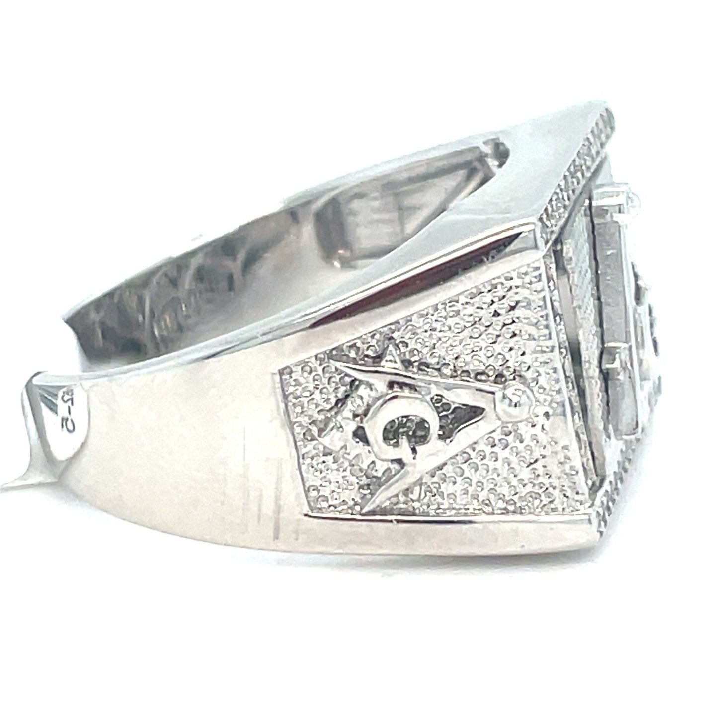 925 Sterling Silver Men’s CZ Free Mason Ring 7.76g Size 111
