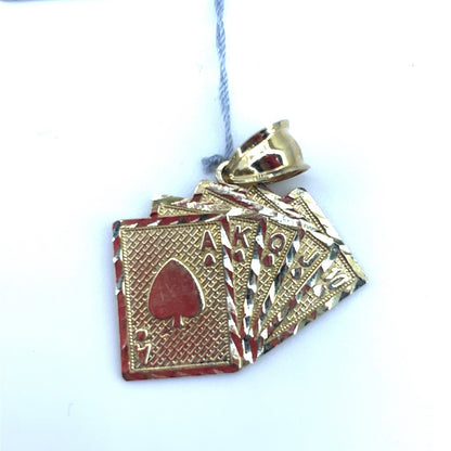 10k Yellow Gold Royal Flush Cards Pendant 2.00g3
