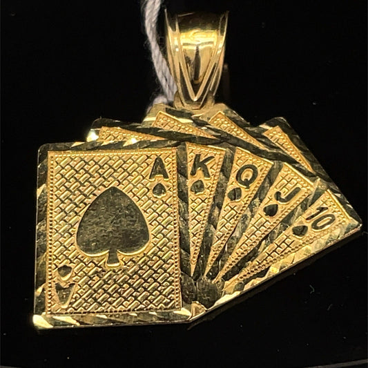 10k Yellow Gold Royal Flush Cards Pendant 2.00g0