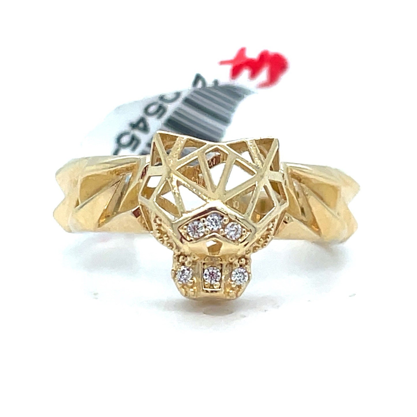 14k Yellow Gold CZ Open Jaguar Ring 2.66g Size 70
