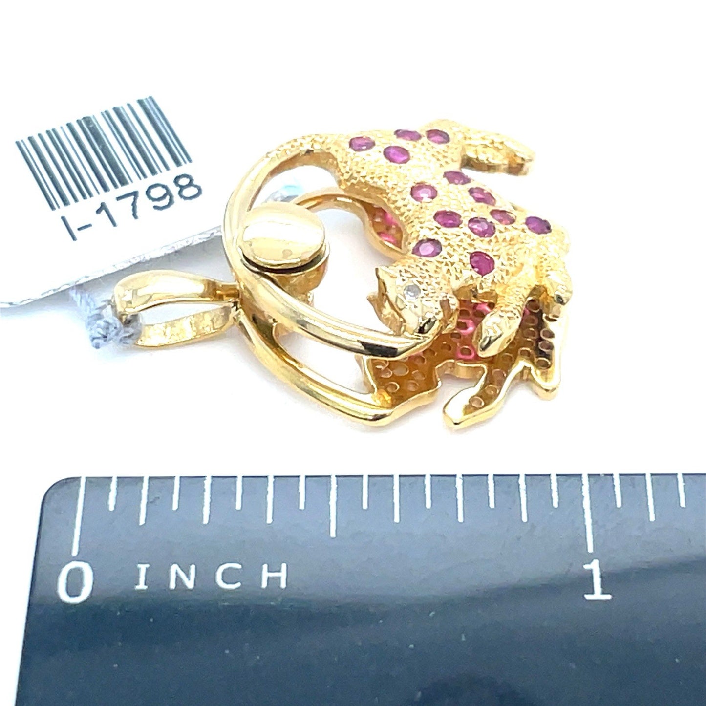 18K Yellow Gold 2 Part 3D Jaguar Pendant 4.70g2