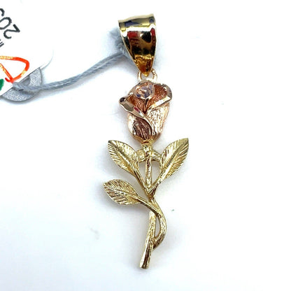 14k Two Tone Womens Rose Pendant 2.50g0