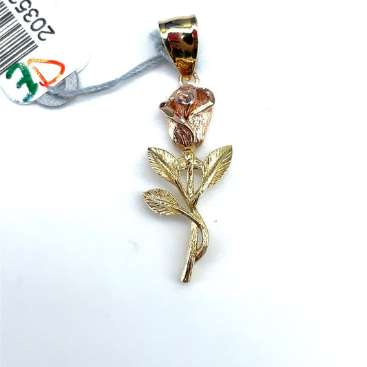 14k Two Tone Womens Rose Pendant 2.50g0