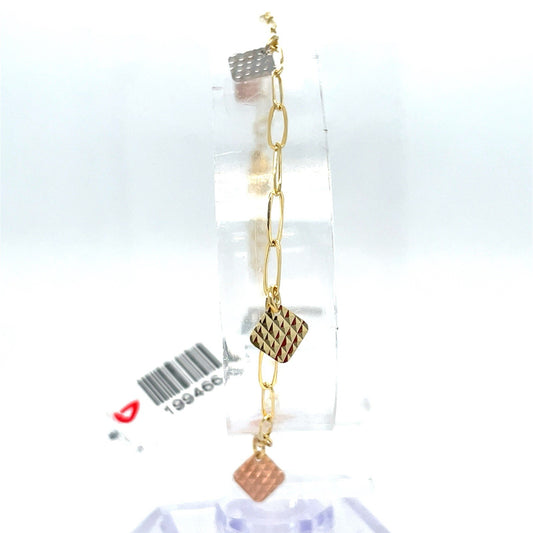 14k Tri Color Women’s 7-8” Squares Bracelet 1.90g0