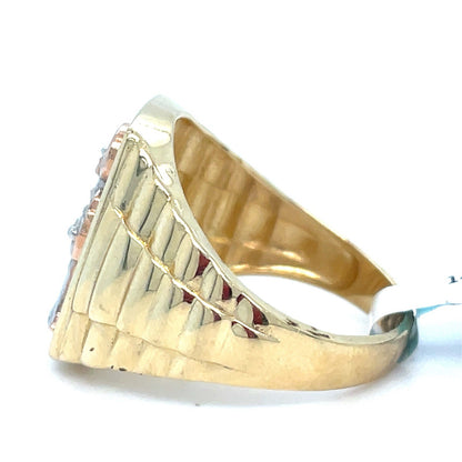 14k Tri Color Gold Santa Muerte Ring 6.00g Size 102