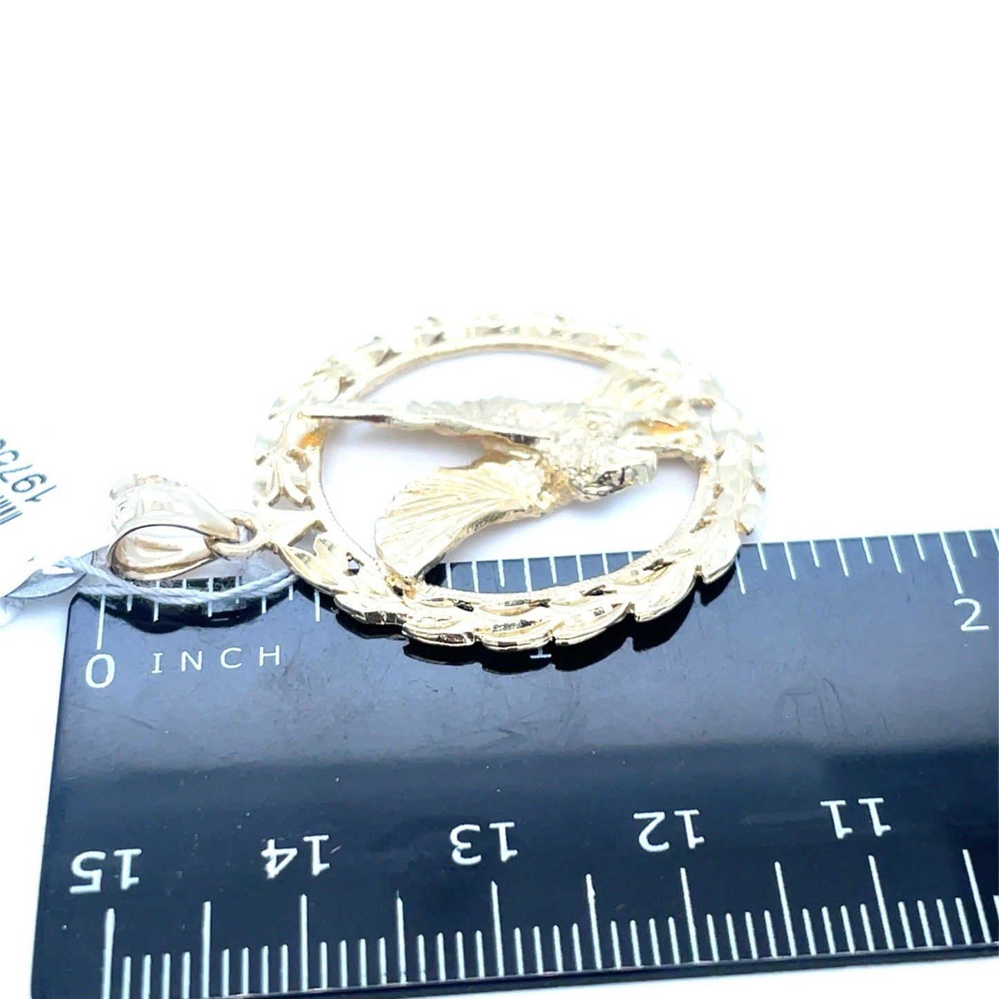 14k Yellow Gold Round Open Eagle Pendant 6.50g 3